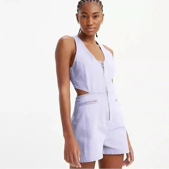 NWT Levi’s Rydon Cutout Romper Cotton/Hemp, Size Large in Dusty Persian - Picture 1 of 14